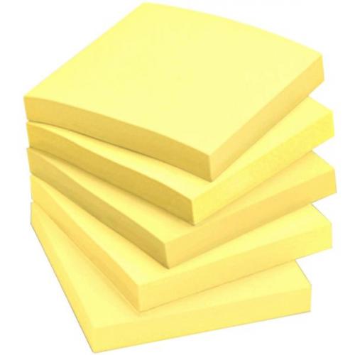 Eco Re-Move Recycled Notes Repositionable Pad of 100 Sheets 76x76mm Yellow x 12
