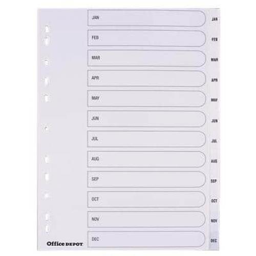 Viking Indices Mylar A4 Assorted 12 Part Card Jan - Dec x 1