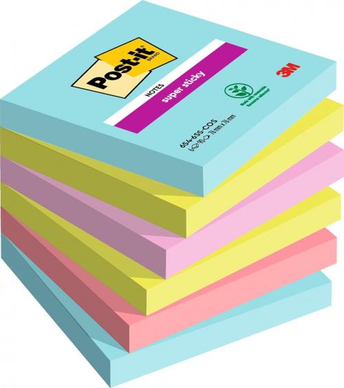 Post-it Soulful Colour Collection Super Sticky Notes 76x76 mm Assorted 90 Sheets x 6