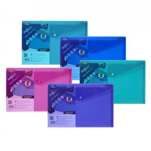 Snopake Document Wallet A4 Polypropylene 33 (W) x 24 (H) cm Assorted x 5