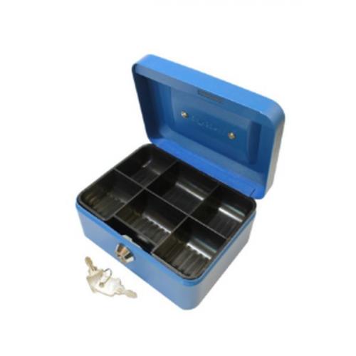 Metal Petty Cash Box 6 Inch Blue x 1