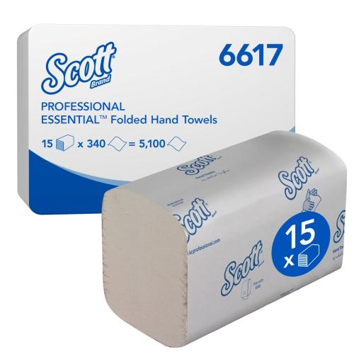 Scott 6617 Essential Hand Towels Z-fold White 1 Ply  x 5100
