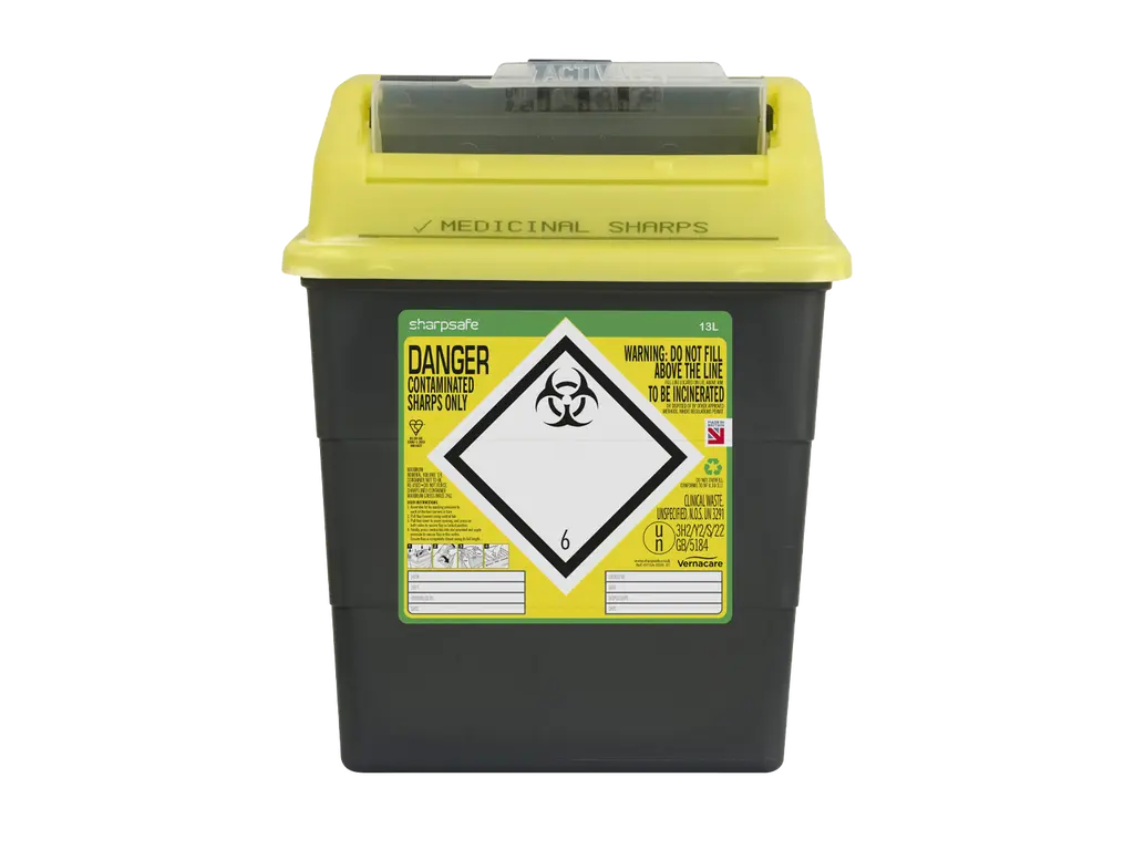 Sharpsafe 13L Yellow Sharps Bin 