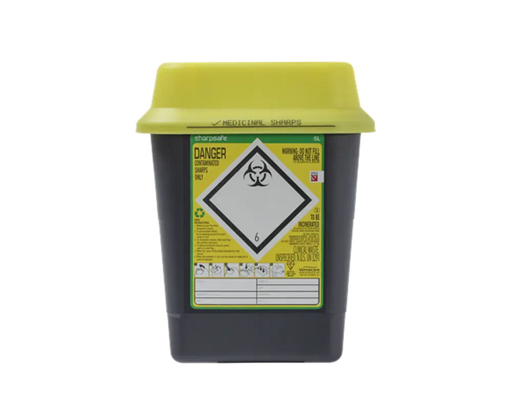 Sharpsafe 5L Yellow Sharps Bin 