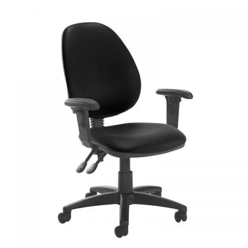 Jota High Back PCB Operator Chair With Adjustable Arms - Nero Black Vinyl