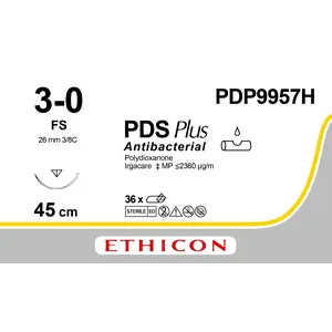 Ethicon PDS PLUS, undyed, monofilament, 1xFS, 3-0, 45cm, x 36