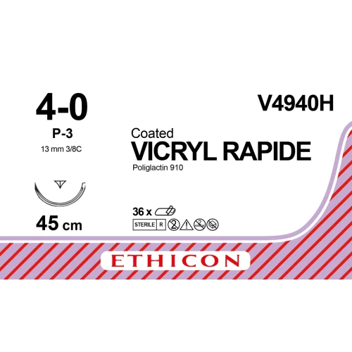 Vicryl Rapide Suture 4-0 45cm P-3 V4940H x 36 