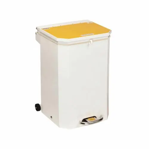 Sunflower 50L Waste Bin - White Body, Yellow Lid 