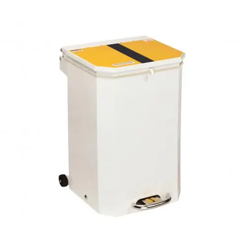 Sunflower 50L Waste Bin - White Body, Black/Yellow Lid