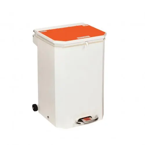 Sunflower 50L Waste Bin - White Body, Orange Lid
