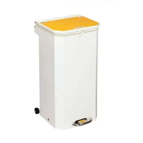 Sunflower 70L Waste Bin - White Body, Yellow Lid 