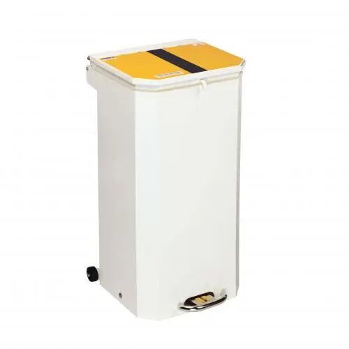 Sunflower 70L Waste Bin - White Body, Black/Yellow Lid