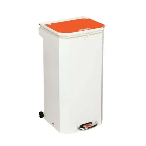 Sunflower 70L Waste Bin - White Body, Orange Lid 