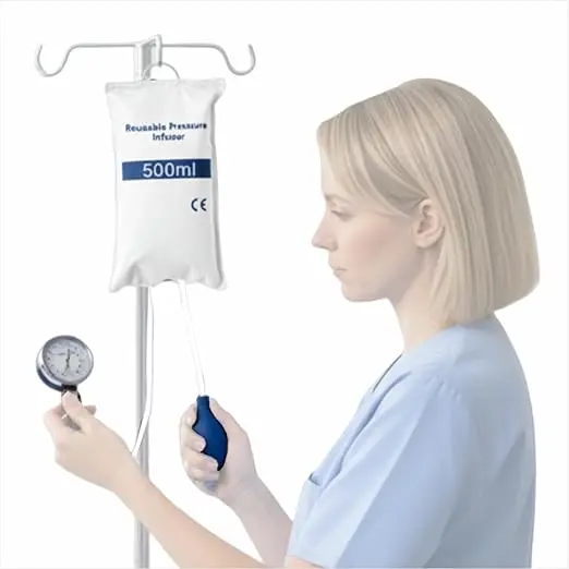 500ml Portable Pressure Bag – IV Fluids Cuff with Gauge & Pump