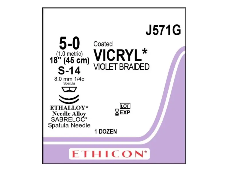 VICRYL, violet, braided, 2xS-14, 5-0, 45cm, x 12