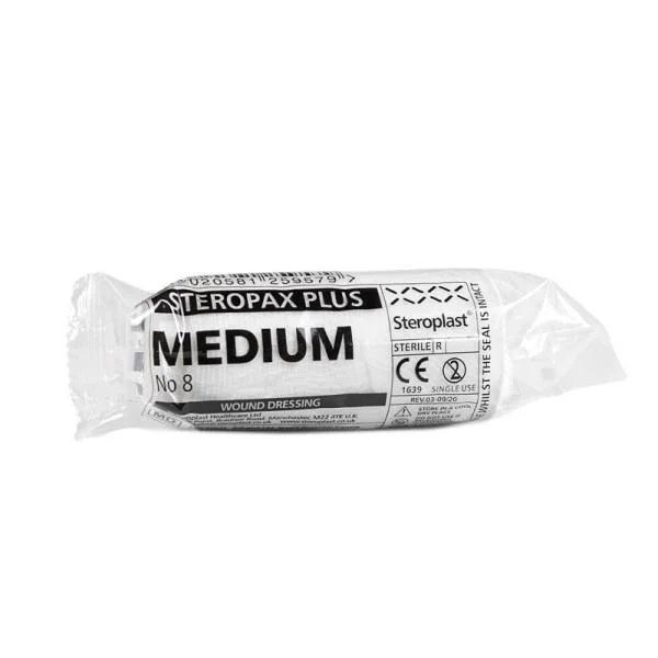 Steropax Plus Wound Dressings – Medium / No.8 – 12cm x 12cm – Sterile HSE First Aid Bandage – Extra Absorbent x 72