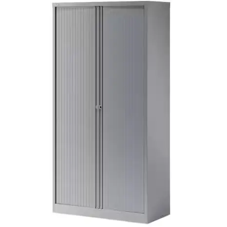 Bisley Tambour Cupboard Steel 4 Shelves Lockable 1,000 x 470 x 1,985 mm Silver (REQUIRES SELF ASSEMBLY) x 1 