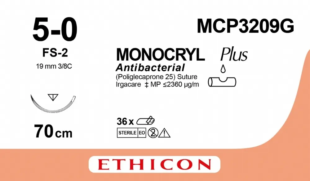 Monocryl Plus 5-0 Undyed Reverse Cutting Needle x 12