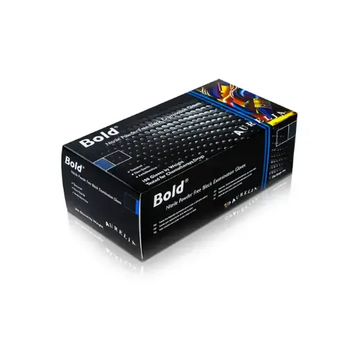 [MD00002-XL] Aurelia Bold Black Nitrile Exam Gloves - Extra Large x 100