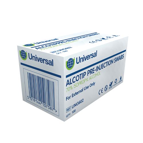 [MD01668] Alcotip Pre Injection Prep Swab Non-Sterile 3x3cm x100