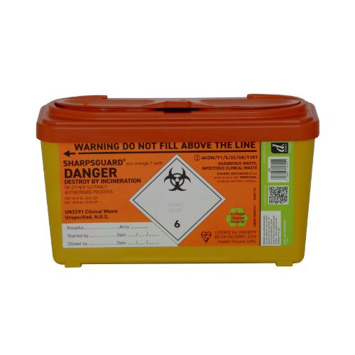 [MD02541-OR] SHARPSGUARD 1L Sharps Bin - Orange