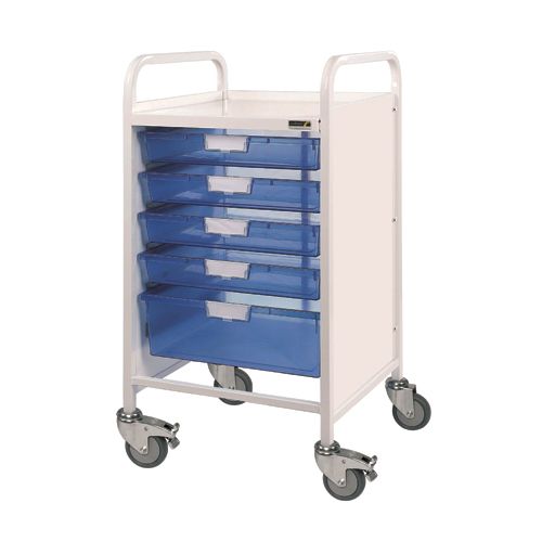 [MD04705-E] Vista 50 Trolley - 4 Single & 1 Double Depth Blue Tray