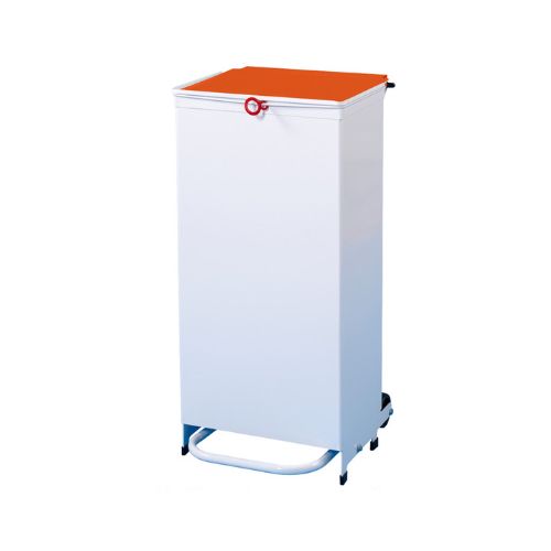 [MD06656-OR] 70L Waste Bin - White Body, Orange Lid