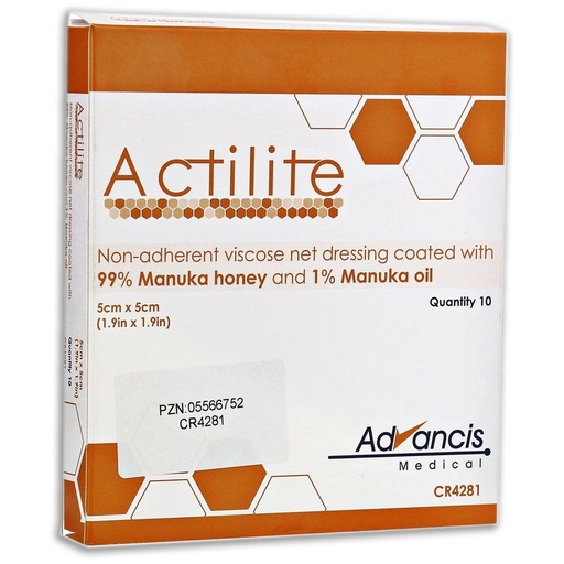 [MD06854] Actilite Manuka Honey/Oil Dressing - 5cm x 5cm x 10
