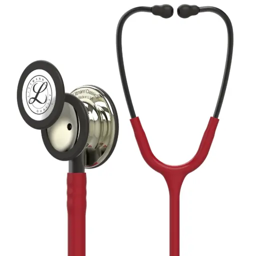 [MD07003-CCBT] 3M™ Littmann®  Classic III™ Monitoring Stethoscope, Champagne - Finish Chestpiece, Burgundy Tube, Smoke Stem and Headset, 69 cm, 5864 