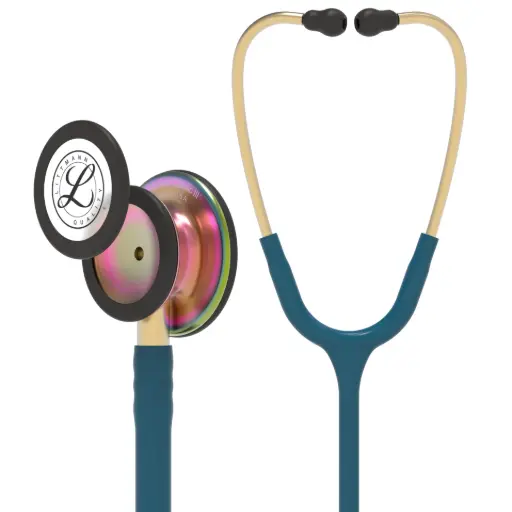 [MD07003-CRB] 3M™ Littmann®  Classic III™ Monitoring Stethoscope, Rainbow-Finish, Caribbean Blue Tube, 69 cm, 5807 