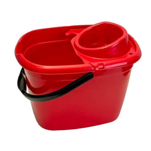 [MD08031-RD] Plastic Mop Bucket 14 Litre w/Wringer - Red