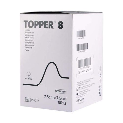 [MD08207] Topper 8 Swabs Sterile 7.5 x 7.5cm 4-ply x100