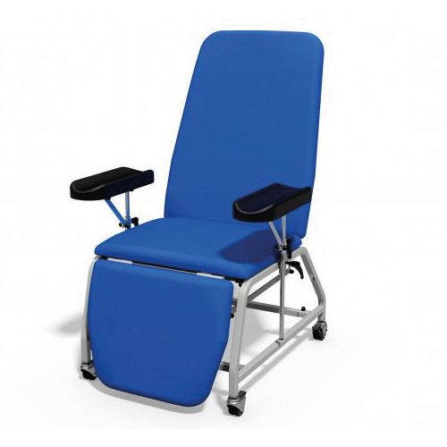 [MD08221-W-ATLA] Plinth Reclining Phlebotomy Chair - Wheels - Atlantic Blue