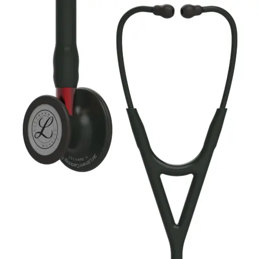 [MD08685] 3M™ Littmann® Cardiology IV™ Diagnostic Stethoscope, Black Finish Chestpiece, Black Tube, Red Stem and Black Headset, 69 cm, 6200 