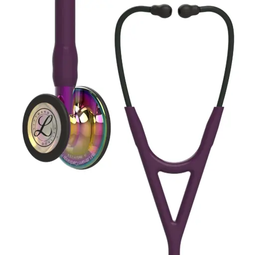 [MD08694] 3M™ Littmann® Cardiology IV™ Diagnostic Stethoscope, High Polish Rainbow Finish Chestpiece, Plum Tube, Violet Stem, Black Headset, 69 cm, 6239