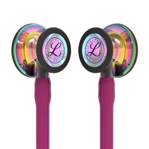 [MD08696] 3M™ Littmann® Cardiology IV™ Diagnostic Stethoscope, High Polish Rainbow-Finish Chestpiece,  Raspberry Tube,  Smoke Stem and Smoke Headset, 69 cm, 6241