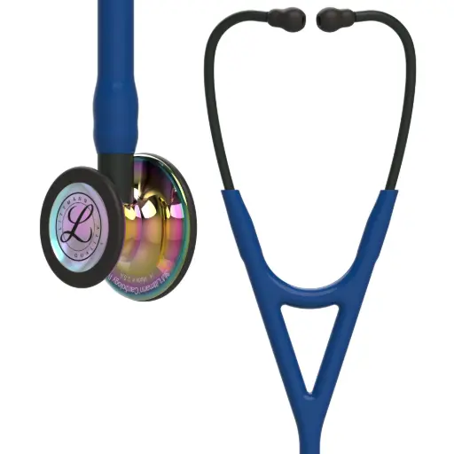 [MD08697] 3M™ Littmann® Cardiology IV™ Diagnostic Stethoscope, High Polish Rainbow Finish Chestpiece,  Navy Tube,  Black Stem and Black Headset, 69 cm, 6242