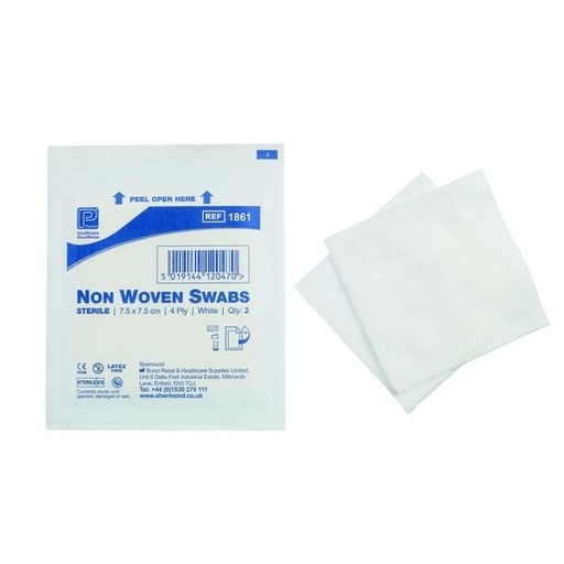 [MD09068] Sterile Non Woven Swabs 4ply 5 x 5 (5 per pouch) x 30