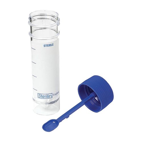 [MD09557] Sterilin 30ml Stool Sample Pot with Label and Spoon x 25