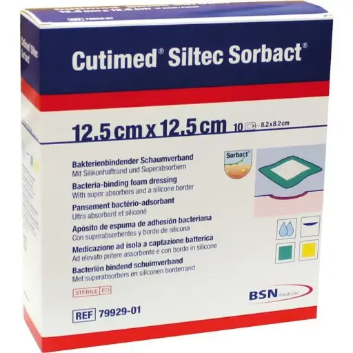 [MD09559-12.5N] Cutimed Siltec Sorbact - 12.5cm x 12.5cm - Pack of 10