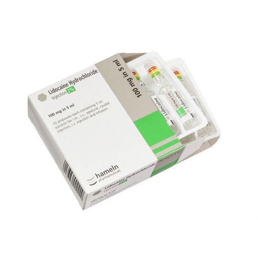[MD92581] Lidocaine 2% 5ml (100mg in 5ml) Amp x 10