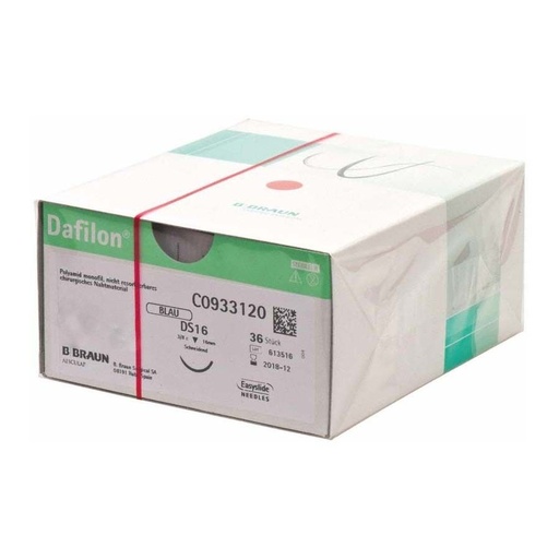 [MDB32116] BBraun Dafilon Suture 16mm 45cm Blue 6/0 3/8 Circle Reverse Cutting Needle x 36 