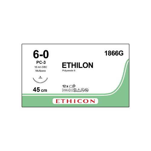 [MDET1866G] Ethilon 6/0 Black 16mm 3/8 Conventional Cutting Needle x 12