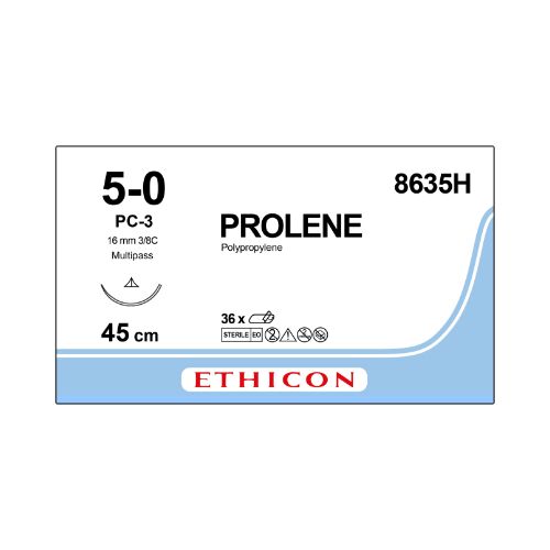 [MDET8635H] Prolene 5/0 Blue 16mm 3/8 Conventional Cutting Needle x 36