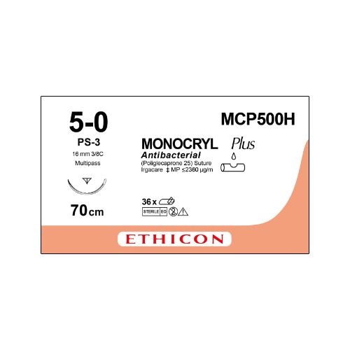 [MDMCP500H] Monocryl Plus 5/0 Undyed 16mm 3/8 RC Prime Needle x 36