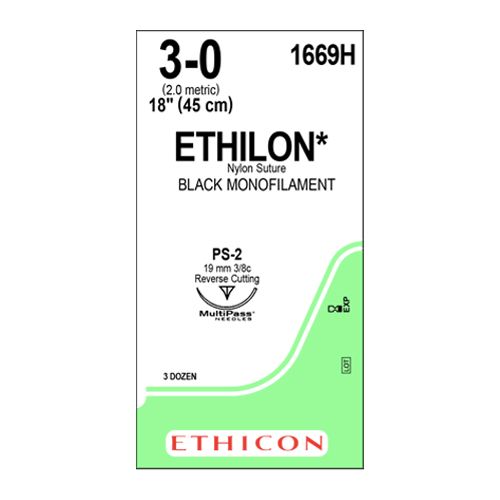 [MDW1669H] Ethilon 3/0 Black 19mm 3/8 RC Edge Prime Needle x 36