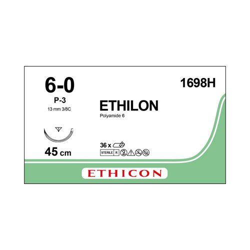 [MDW1698H] Ethilon 6/0 Black 13mm 3/8 Reverse Cutting Prime Needle x 36