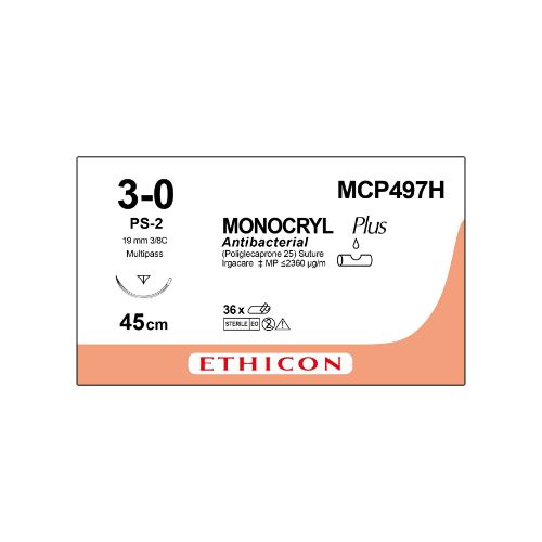 [MDW3207H] Monocryl Plus 3/0 Undyed 19mm 3/8 RC Prime Needle x 36