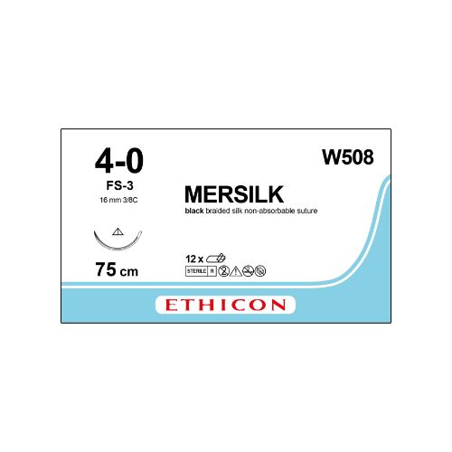 [MDW508] Mersilk 4/0 White 16mm 3/8 Conventional Cutting Needle x 12