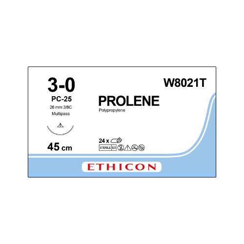 [MDW8021T] Prolene 3/0 Blue 26mm 3/8 Conventional Cutting Needle x 24